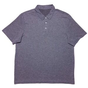 VUORI Knit Twill Polo Shirt V1004 Logo Heather Gray Medium M Short